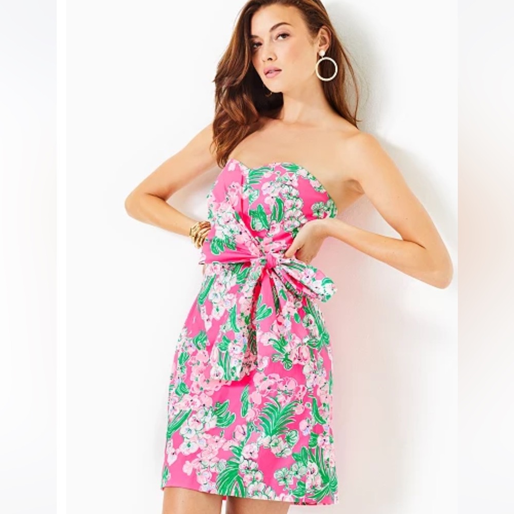 Lilly Pulitzer Pink Floral Strapless Dress